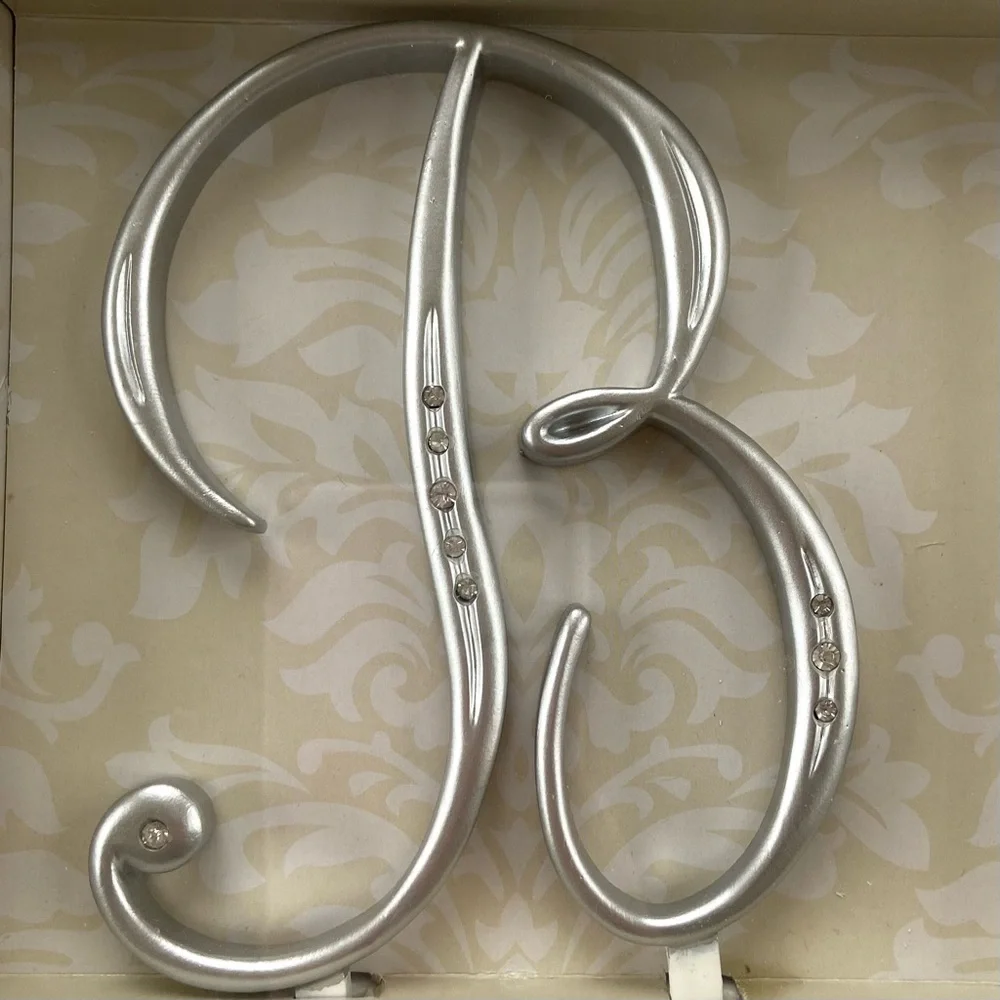 Lillian Rose Silver Letter B Rhinestone Cake Topper Monogram 5.5